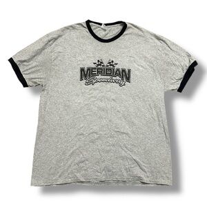 Meridian Speedway Gray Ringer Tee Y2K T-Shirt Men’s Size 2XL Sporty Skater